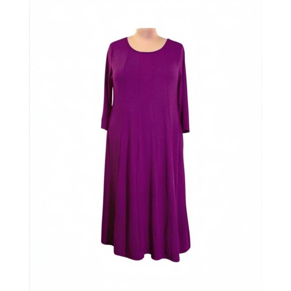 HOTOUCH Purple 3/4 Sleeve Flare Midi Dress, NWT! Size 2X